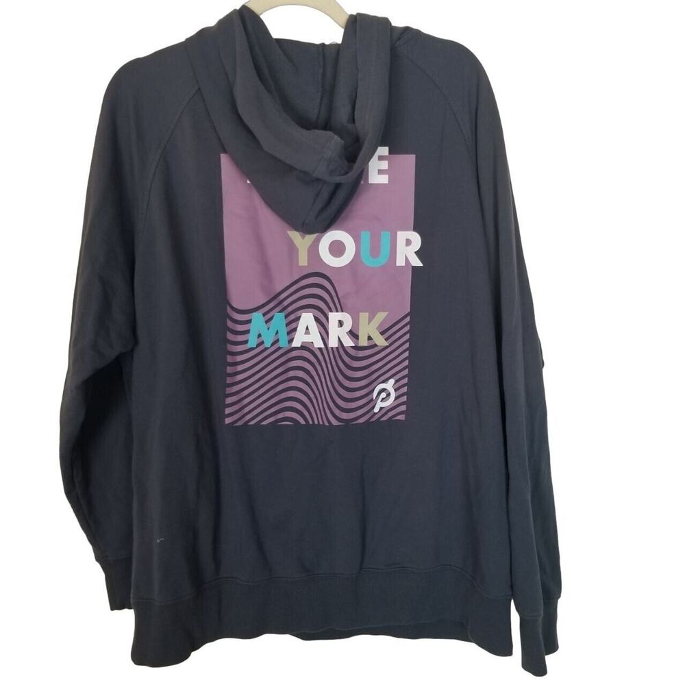 Peloton Womens Hoodie Sweatshirt Size XL Gray Make Your Mark Spell Out 1/4 Zip